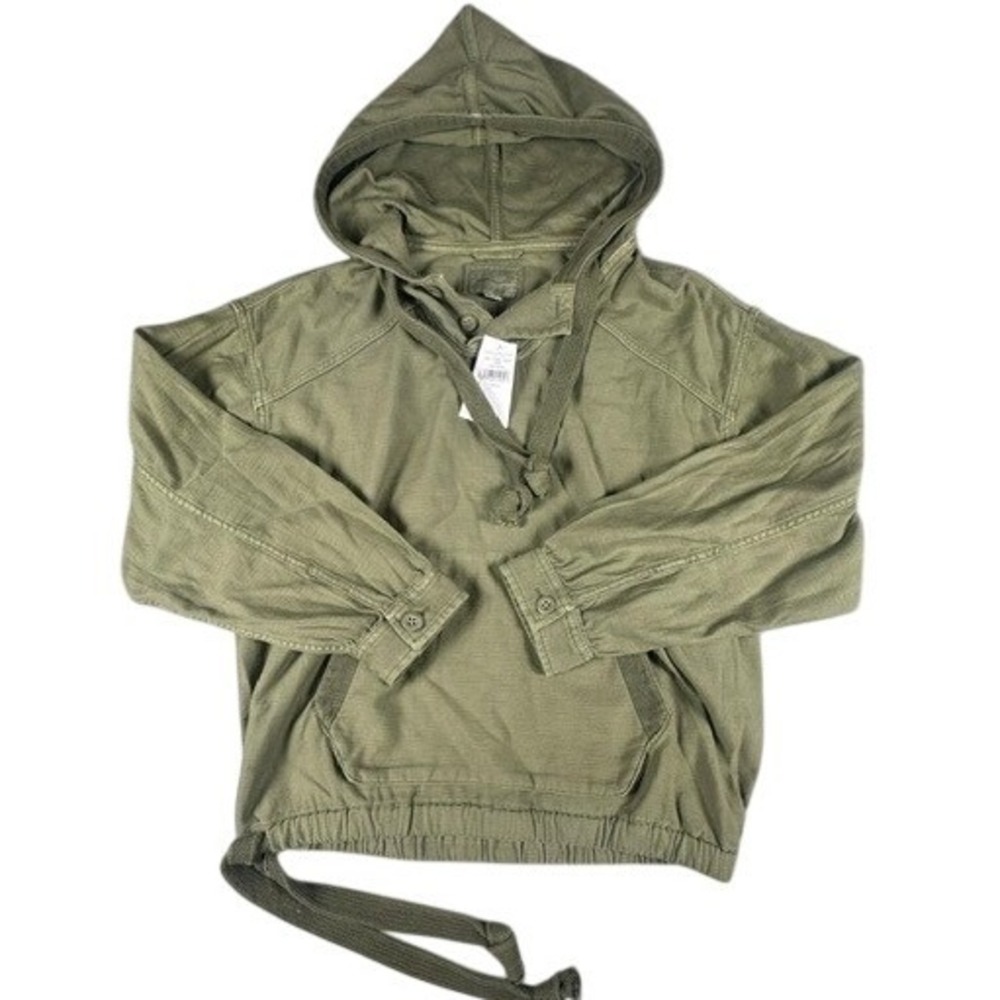 NWT American Eagle‎ Hoodie Womens S Olive Green Henley Button Utility Pullover